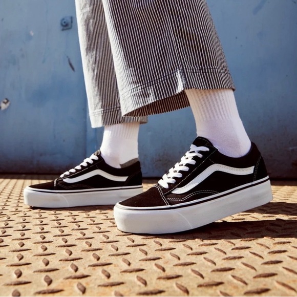 Vans Black and White Platform Sneakers - Picture 3 of 11